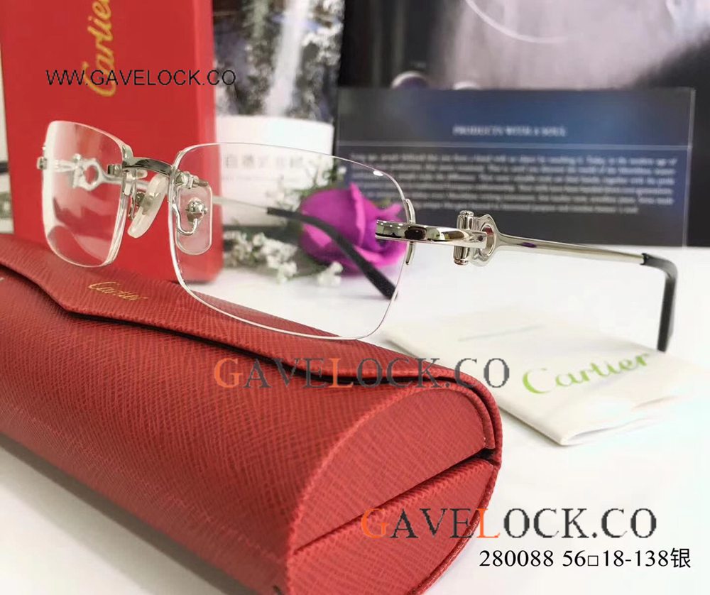 Super High AAA Replica Cartier Silver Frame Eyeglasses Fashion Style
